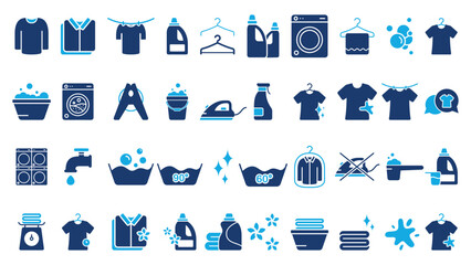 Laundry washing icon collection solid vector design illustration template in trendy style