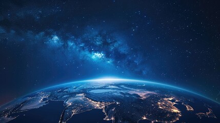 Fototapeta premium Earth, Starry Sky, blue-black
