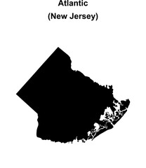 Atlantic County (New Jersey) blank outline map © David Zydd