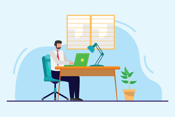 Work place concept. Colored flat vector illustration isolated.	