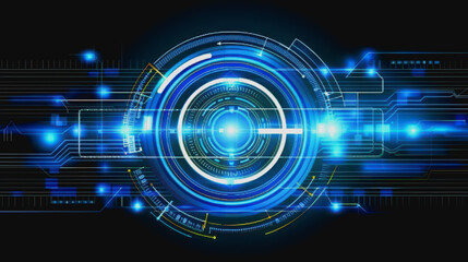 Digital abstract background with blue technology graphics and interconnected circuits