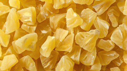 Close-Up of Dried Pineapple Chunks. dried Pineapple texture.