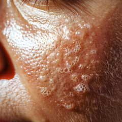 Fototapeta premium Macro photography showcasing large pores on oily skin type with detailed texture