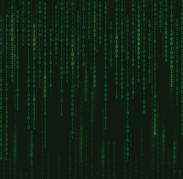 illustration of random green binary code background