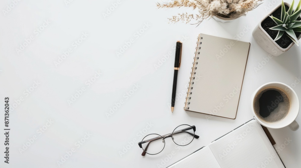 Aufkleber serene minimalist workspace with notebook for productivity