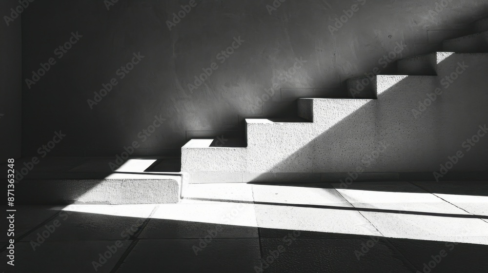 Poster ethereal balance: abstract light and shadow patterns in minimalist art with modern aesthetics