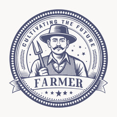 Hand drawn vintage farmer logo illustration