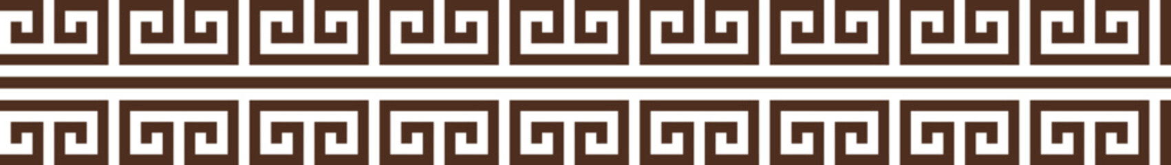 Greek key seamless border pattern collection. Decorative ancient meander, Greece ornament with repeated geometric motifs. Vector EPS10.