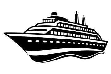 Cruise ship silhouette vector illustration