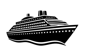 Obraz premium Cruise ship silhouette vector illustration