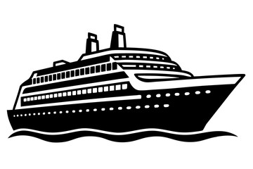 Obraz premium Cruise ship silhouette vector illustration