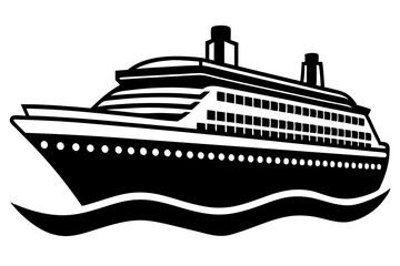 Obraz premium Cruise ship silhouette vector illustration