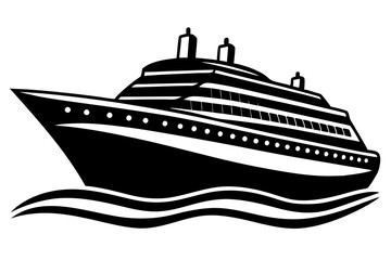 Cruise ship silhouette vector illustration