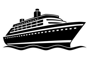 Obraz premium Cruise ship silhouette vector illustration