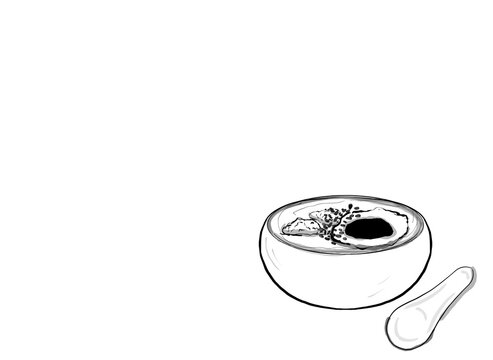 recommend clip art: rice porridge black and white doodle drawing