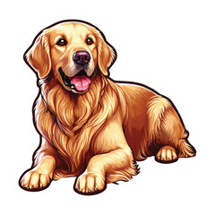 Fototapeta premium Vibrant and heartwarming Golden Retriever vector illustration, beautifully isolated on a white background. Perfect for dog lovers and pet-themed projects.