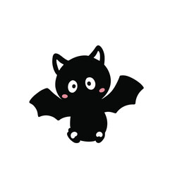 Vector cute bat is isolated on the white background