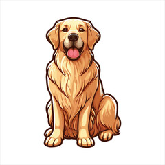 Fototapeta premium Vibrant and heartwarming Golden Retriever vector illustration, beautifully isolated on a white background. Perfect for dog lovers and pet-themed projects.