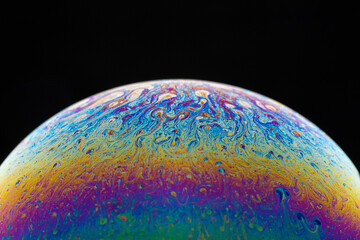 Half a soap bubble. abstract colors texture background.