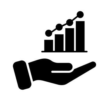 Hand profit icons. Growth graphs charts line icons set. Data elements, bar, pie, diagrams for business infographics. Visualization of data statistic and analytics. Financial rise up. Increase profit.
