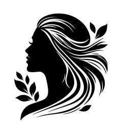 woman with long hair and flowers