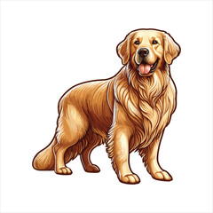 Vibrant and heartwarming Golden Retriever vector illustration, beautifully isolated on a white background. Perfect for dog lovers and pet-themed projects.