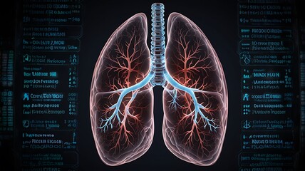 World Pneumonia Day, lungs in holographic style and futuristic
