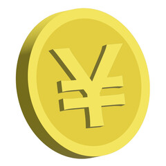 コイン 円　¥　3D　シンプル　アイコン　イラスト