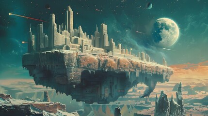 Futuristic Floating City Discovered by Astronauts in Mysterious Cosmic Landscape