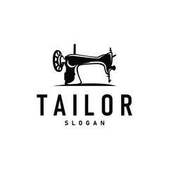 Tailor Logo, Needle and Thread Vector, Retro Vintage Simple Minimalist Old Inspiration Design