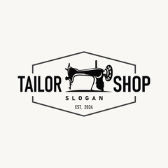 Tailor Logo, Needle and Thread Vector, Retro Vintage Simple Minimalist Old Inspiration Design