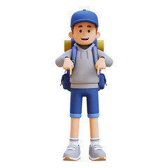 Fototapeta premium 3D Traveller Character Pointing Downward