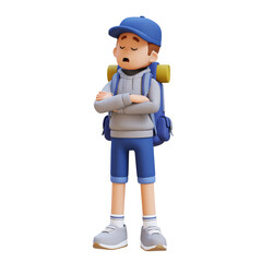 Fototapeta premium 3D Traveller Character in Denial or Dissatisfaction Pose