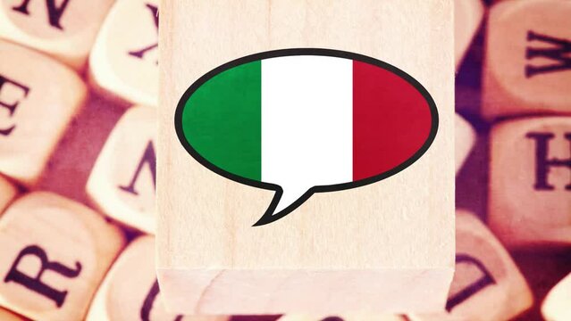 Different letters, Italian flag and learning Italian