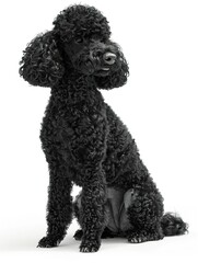 A honorable poodle, bright eyes, classy,bright and glossy colors,white background