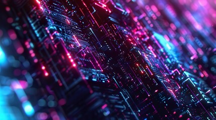 Obraz premium background of tech and crypto blockchain technology, use neon light colors , digital lighting , futuristic Super realistic