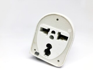 white isolated 3 hole electrical plug