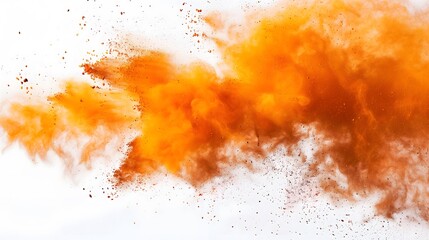 Dynamic Burst of Orange Powder on White Background - High-Resolution Abstract Art