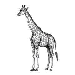Naklejka premium Black And White Drawing Giraffe lllustrations Art, Generative AI