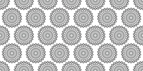 Seamless geometric pattern, round ethnic elements, ethnic background, vector design