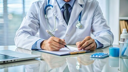 Doctor prescribing a medical prescription. Stick to the prescription