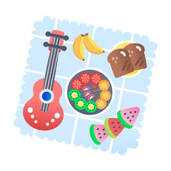 A flat style icon of outdoor picnic food 
