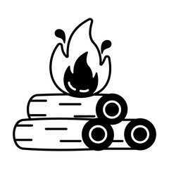 A glyph style icon of log fire 