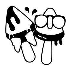 A glyph style icon of watermelon popsicles 