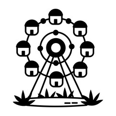 An icon of ferris wheel in glyph style 
