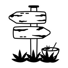 A glyph style icon of wooden direction board 