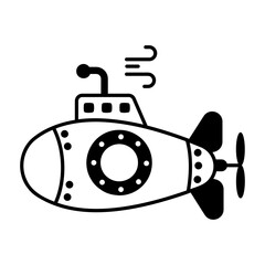 A glyph style icon of submarine 