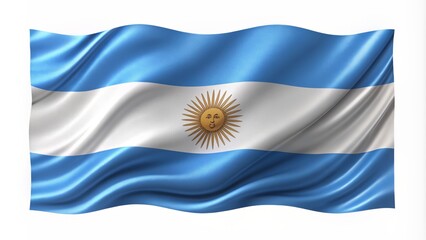 Vibrant blue, white, and red colored waving flag of Argentina, isolated on a white background, intricate details, vector illustration.