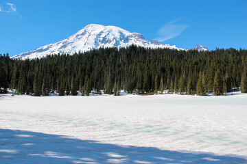 snow covered mountain, Mount Rainier National park