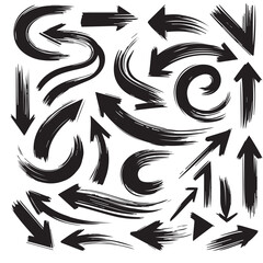 Clean White Background with Artistic Black Brush Stroke Arrows